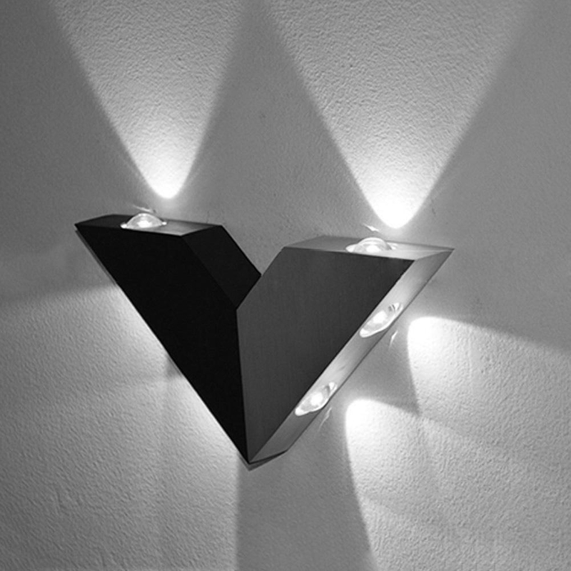Lampada da parete a forma di V a luce decorativa a led e moderna lampada da parete per interni fabbrica di lampade da parete in alluminio lampada da parete a led