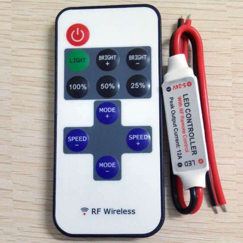 RF Wireless Remote Controller LED 12A 5V-24V LED RF Wireless Mini Remote Dimmer Controller per striscia LED con spedizione gratuita