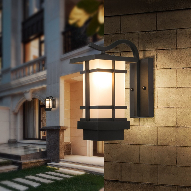 Lampada da parete solare per esterni Draadloze Wandlamp Lampada da giardino impermeabile Nuova porta da parete esterna per balcone in stile cinese in stile giapponese