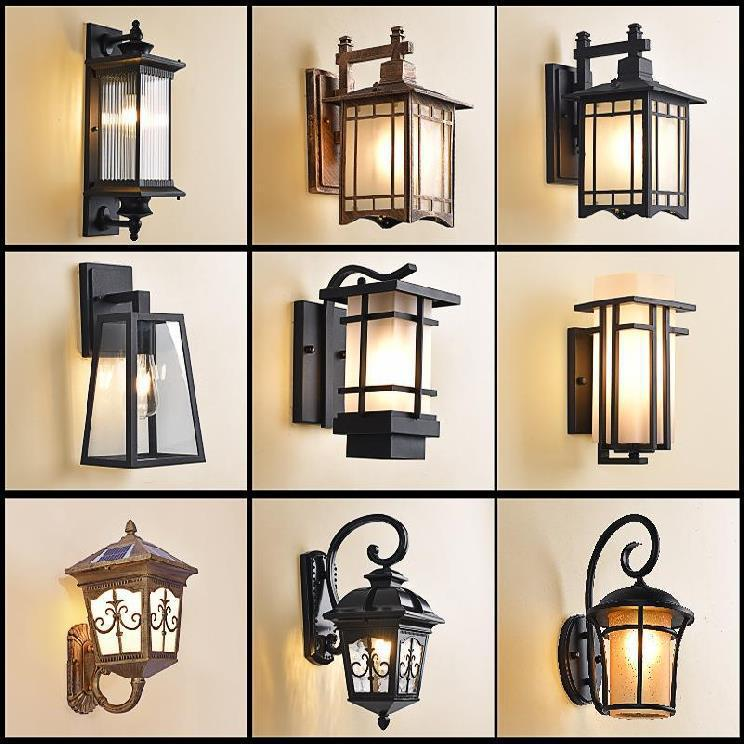 Lampada da parete solare per esterni Draadloze Wandlamp Lampada da giardino impermeabile Nuova porta da parete esterna per balcone in stile cinese in stile giapponese