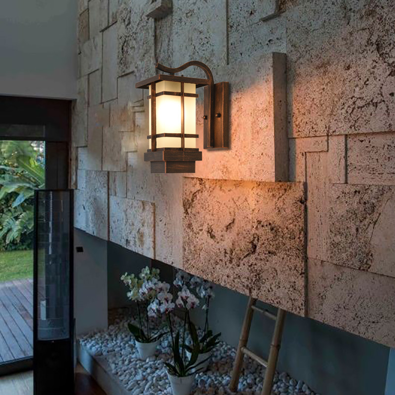 Lampada da parete solare per esterni Draadloze Wandlamp Lampada da giardino impermeabile Nuova porta da parete esterna per balcone in stile cinese in stile giapponese