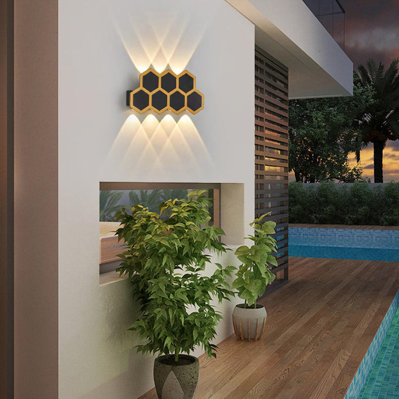 Lampade da parete 2W 3W 5W 6W 7W 8W Led a nido d'ape Oro e nero Luce su e giù Lampada a LED Stile di illuminazione Lampada da ufficio moderna