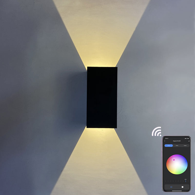 Nuovo controllo APP RGB Smart light Cube lampada da parete a LED impermeabile ip65 Applique da parete quadrata Portico Giardino su e giù
