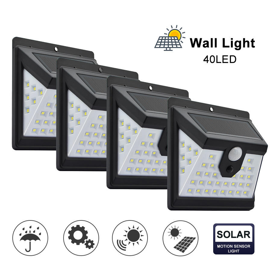 1000lm IP65 Impermeabile casa led luce solare Sensore di movimento PIR Applique da parete di sicurezza solare per esterni Luce solare da giardino a LED