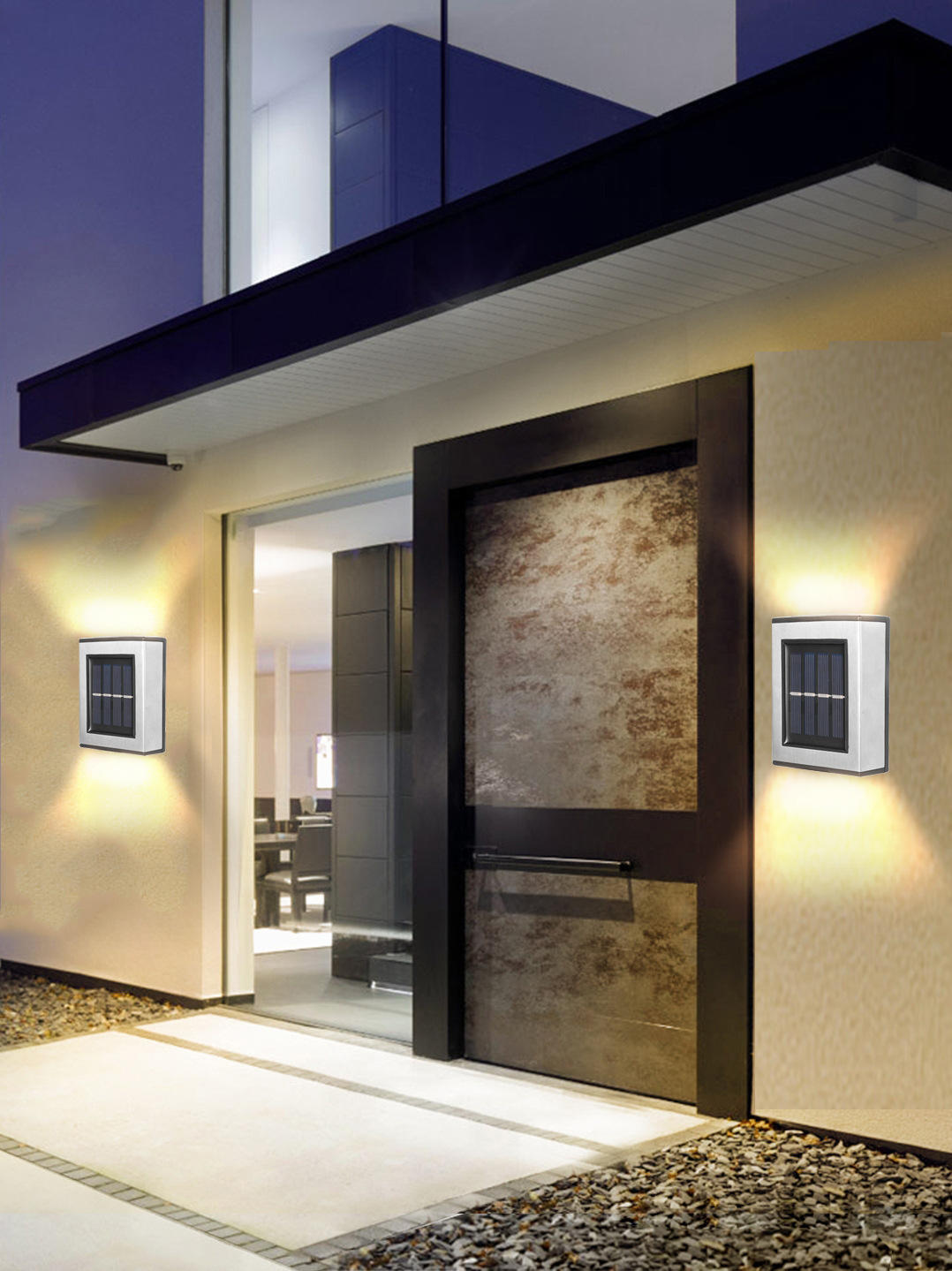 Lampada solare 2LED Lampada da esterno impermeabile IP65 lampada da parete per cortile per la decorazione della villa da giardino
