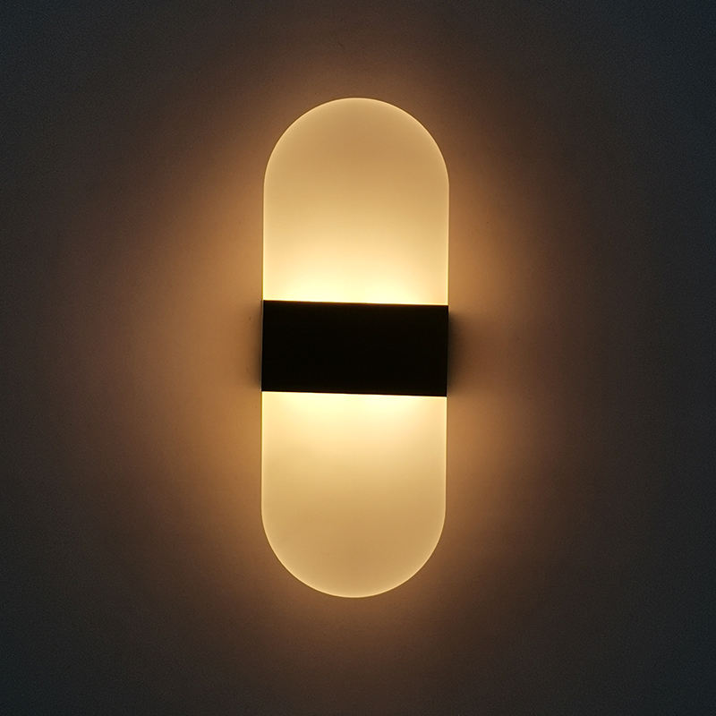 Lampada da parete ovale da 6W Lampada da parete in acrilico Lampada da parete rettangolare Applique da parete a LED AC85-265V Luci rotonde in alluminio per interni Lampada da parete per soggiorno Camera da letto Illuminazione ristorante dell'hotel