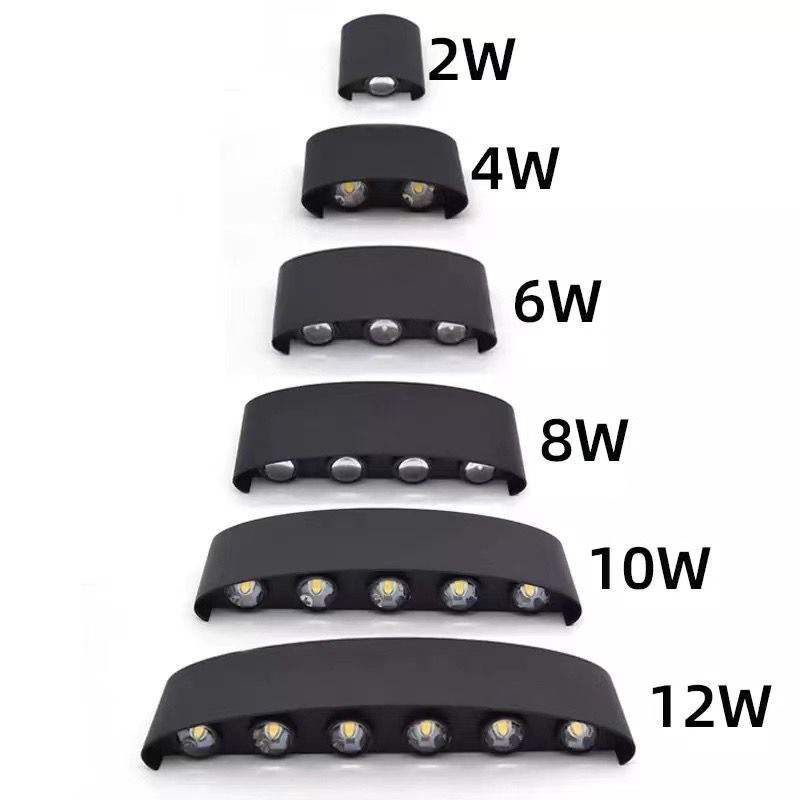 2W 4W 6W 8W 10W 12W Oval Up And Dowm Outdoor Lampada da parete impermeabile Montata impermeabile IP65 Lampada da parete per esterni Portico Lampada da giardino