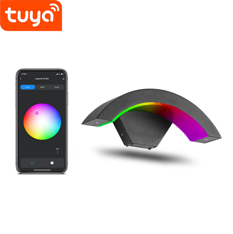 Tuya Smart WiFi LED Controllo APP Lampada da parete Portico esterno Luce da giardino Impermeabile Sconce Light RGBW 9W Dimmerabile Lavora con Alexa e Google Home