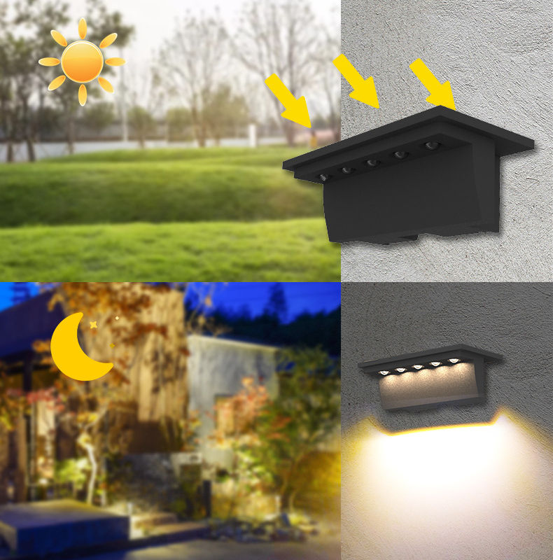Lampada solare per esterni con controllo della luce intelligente impermeabile a luce solare per giardino Street Landscape Balcone Decor Lampada da parete solare