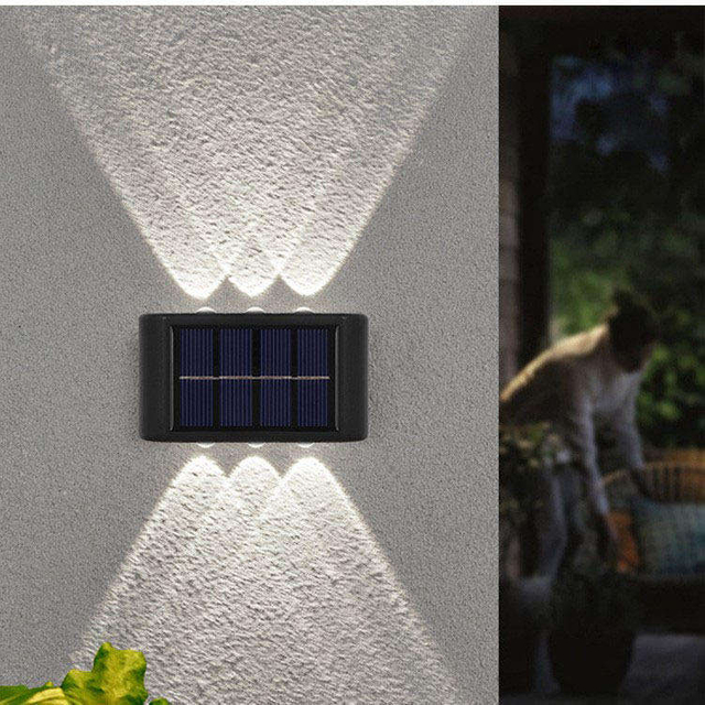 4LED 6LED applique da parete solare su e giù per esterni decorazione da giardino cortile casa applique da parete impermeabile luminoso per esterni