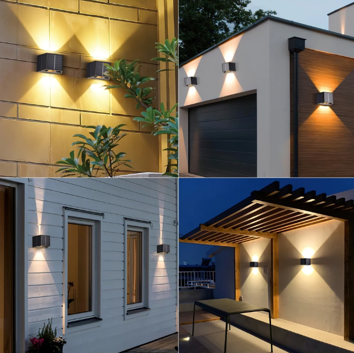 NUOVE applique da parete a energia solare per esterni, impermeabili, decorazione da parete, illuminazione a LED, lampada da portico a energia solare per villa, patio, giardino