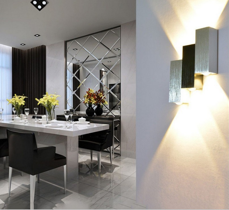 6W ARGENTO Luce a led decorativa Nuova lampada da parete per scale per esterni e luci da parete per la casa da notte per esterni luci fantasiose per la casa