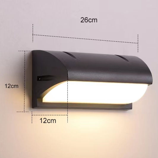 Lampada da parete per esterni a LED da 12 W. Applique da parete a led impermeabile, semplice corridoio, scale, luce da cortile, applique da parete per balcone, super luminosa