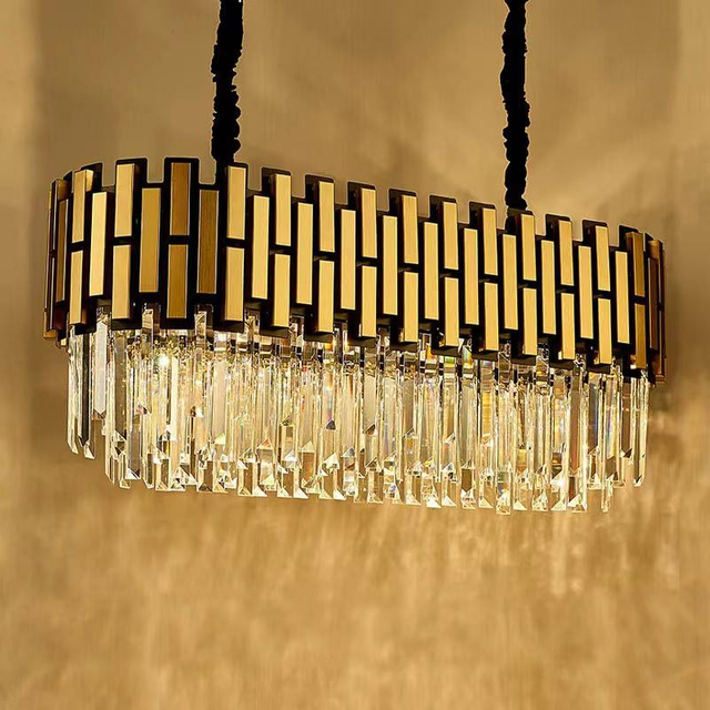 Lampadario di cristallo a LED Lampadari per sala da pranzo Lampadario moderno Lampadina E14 Lampadario ad anello per soggiorno Lampada a sospensione Lampadario di cristallo stile illuminazione decorativa