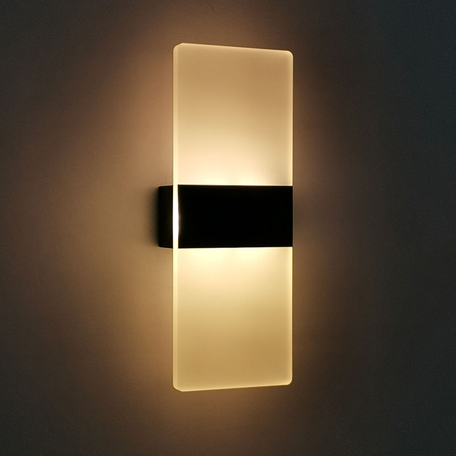 Lampada da parete in acrilico 6W Lampada da parete rotonda in acrilico Lampada da parete rettangolare in acrilico Lampada da parete a LED per soggiorno Camera da letto Illuminazione ristorante dell'hotel
