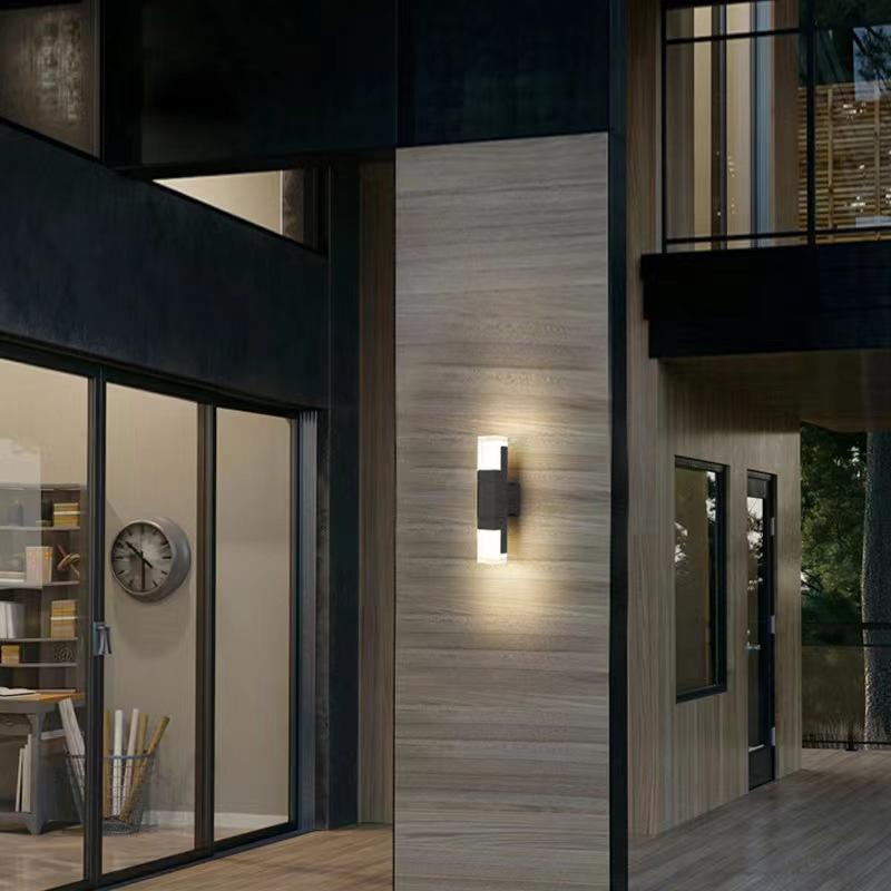 LED a doppia testa Sconce Light Square Outdoor Scale Corridoio Impermeabile Acrilico Creativo Applique da parete per esterni Cortile Balcone Sconce