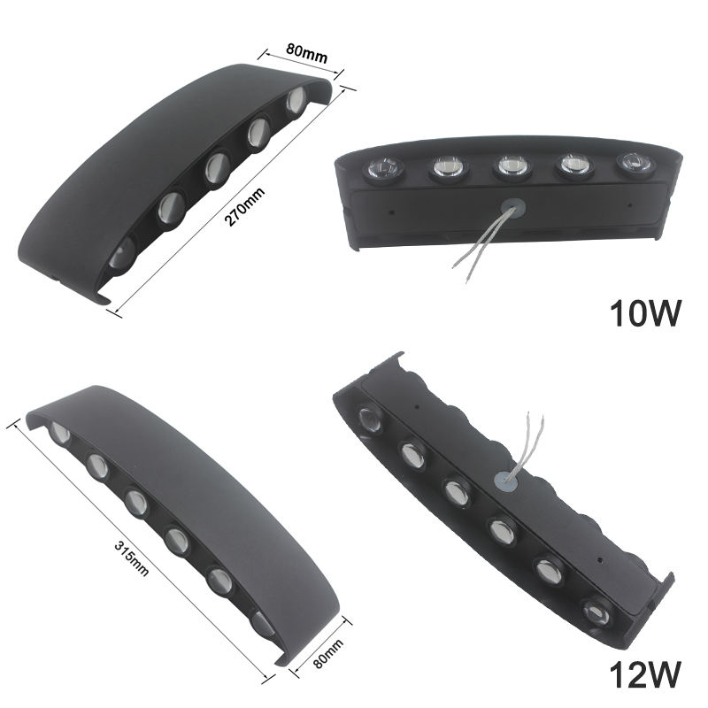 Moderno LED in alluminio per esterni per interni Ip65 su e giù per la casa scale comodino bagno luce bianca o nera LED Wandlamp