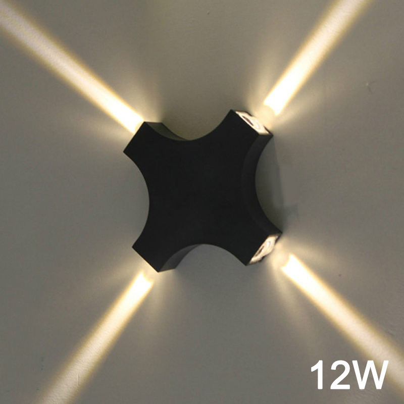 Lampada da parete a LED per soggiorno a forma di croce da 4W 12W RGB per esterni Lampada da notte a LED per esterni Decorazione da parete su e giù per esterni