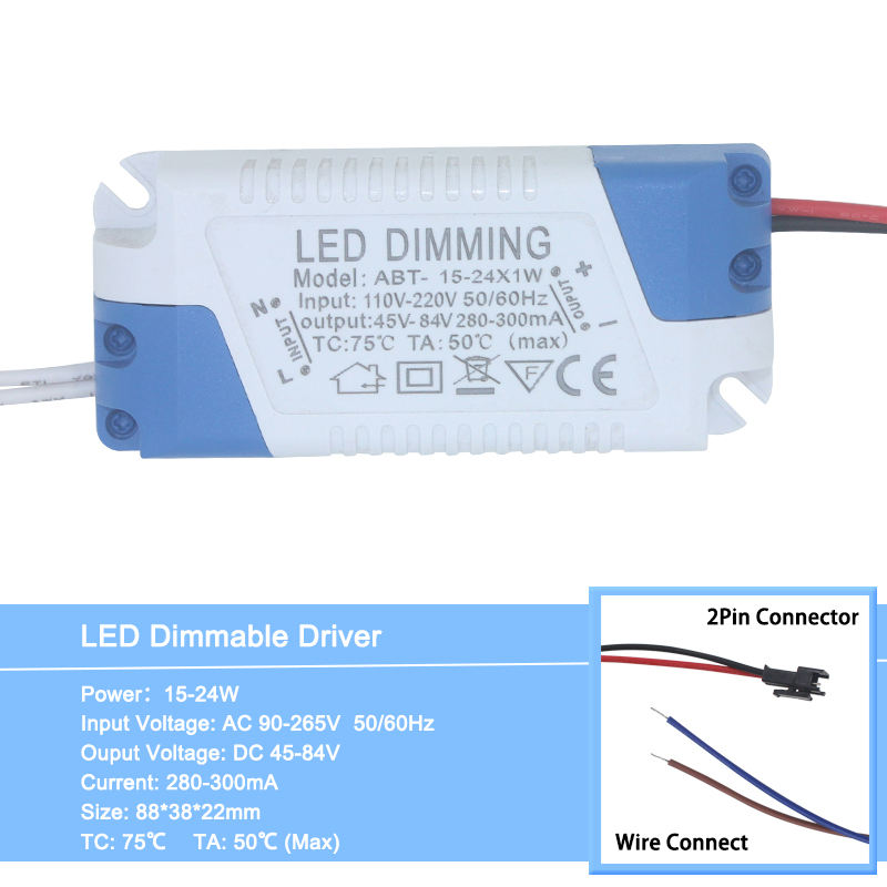 driver led driver led dimmerabile driver led dimmerabile 3W 5W 7W 8-10W 15W 15-24W Alimentatore Adattatore driver LED Trasformatore 300mA per LED da incasso 85-265V