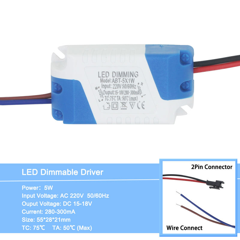 driver led driver led dimmerabile driver led dimmerabile 3W 5W 7W 8-10W 15W 15-24W Alimentatore Adattatore driver LED Trasformatore 300mA per LED da incasso 85-265V