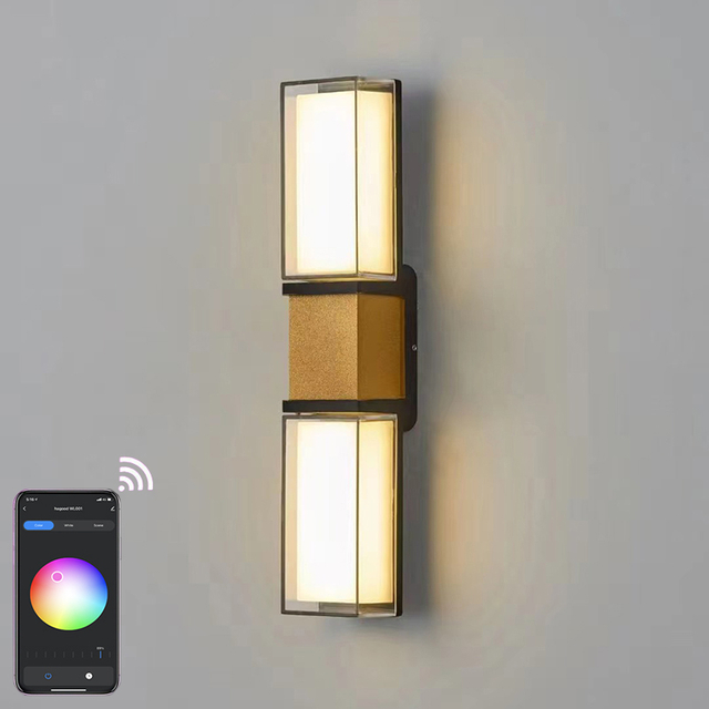 Lampada da parete di controllo APP Tuya da 9W lampada da parete a led per controllo app app luce di controllo app Lampada da parete cintura dorata Lampada da parete intelligente illuminazione esterna