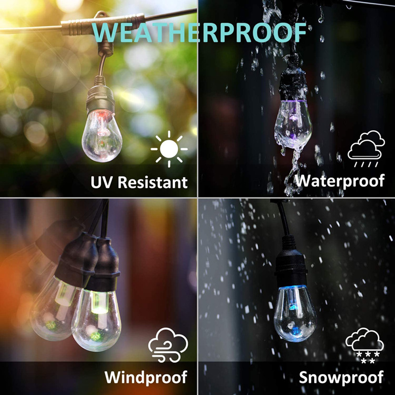 Luci a stringa solare a LED Decorazione natalizia Lampadina IP65 Lampada da patio impermeabile Ghirlanda per mobili da giardino all'aperto