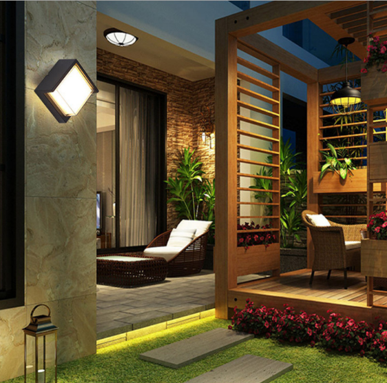 Lampada a led decorativa Illuminazione da parete quadrata in acrilico Lampada da parete impermeabile per interni con luce notturna per esterni in alluminio