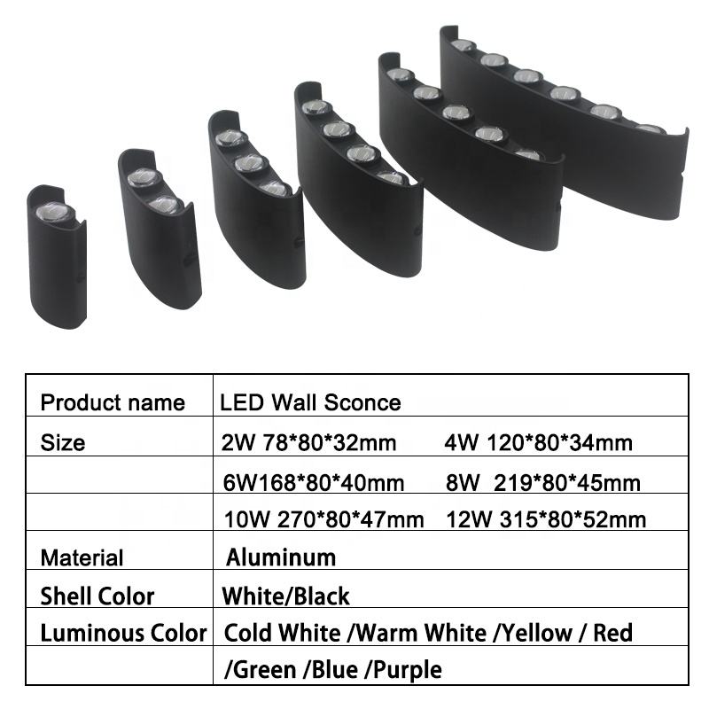 6W prezzo di fabbrica a buon mercato applique da parete su e giù per la lampada da parete a luce notturna per il 100% di sicurezza in stile europeo-americano