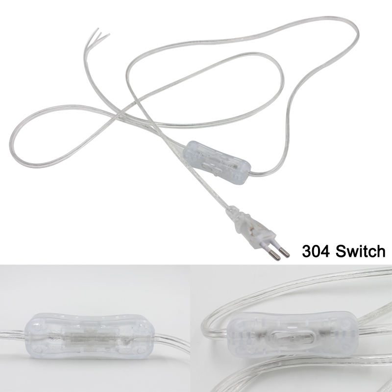 Cavo da 0,75 mm a 2 linee da 1,8 m On Off Cavo di alimentazione per lampada a LED con interruttore a pulsante Spina EU / US Commutazione luce trasparente
