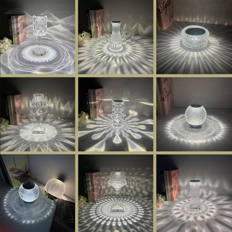 Lampada da comodino in cristallo trasparente moderna in acrilico di lusso a led con controllo tattile Lampada da comodino a luce notturna Ricaricabile Cena romantica Amazon