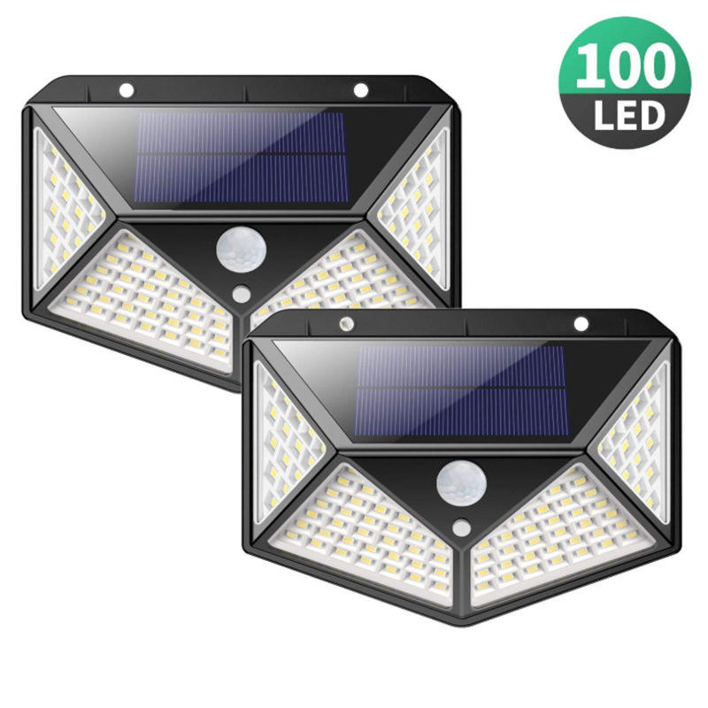 100 luci da parete solari a LED lampada solare per esterni sensore di movimento PIR luce solare a energia solare lampione per luce da giardino