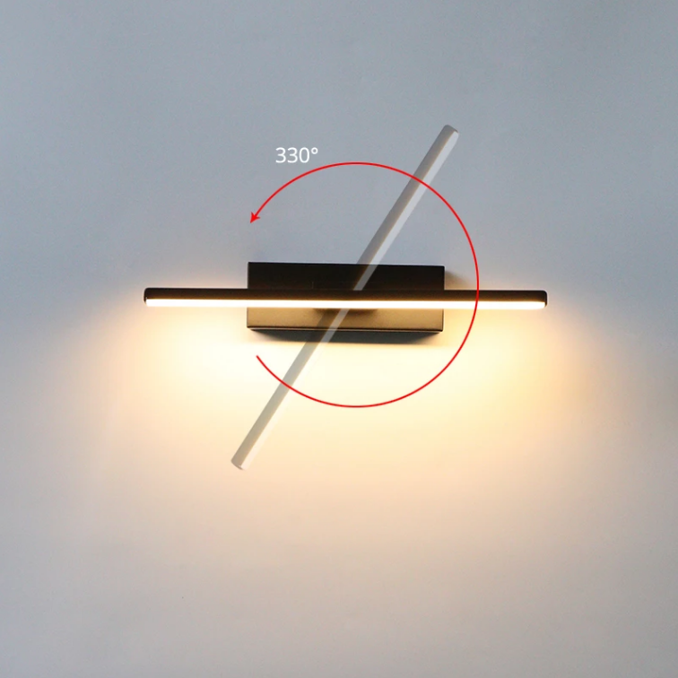 Lampade da parete moderne a LED 330 Comodino camera da letto girevole 6W AC85V-265V Applique da parete Lampada nera Corridoio Illuminazione per interni