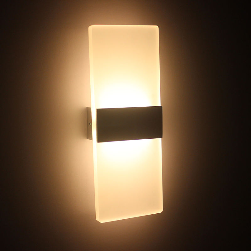 Lampada da 6W di alta qualità fantasia Lampada da parete in acrilico nero ad angolo retto / tondo e luce notturna per interni