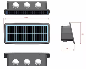 4W 6W Solar Led Light Outdoor Impermeabile Solar Hight Lights Applique da parete Lampada da parete intelligente Lampada da parete solare Lampada da esterno