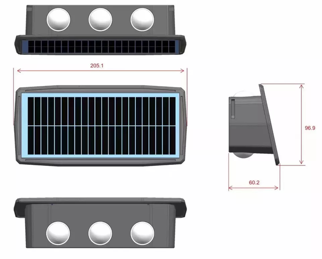 4W 6W Solar Led Light Outdoor Impermeabile Solar Hight Lights Applique da parete Lampada da parete intelligente Lampada da parete solare Lampada da esterno