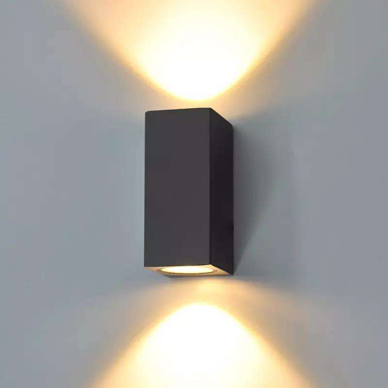 Lampada da parete impermeabile a doppia testa quadrata da 12W Lampada da notte unica Lampada da parete impermeabile IP65 per la decorazione del giardino