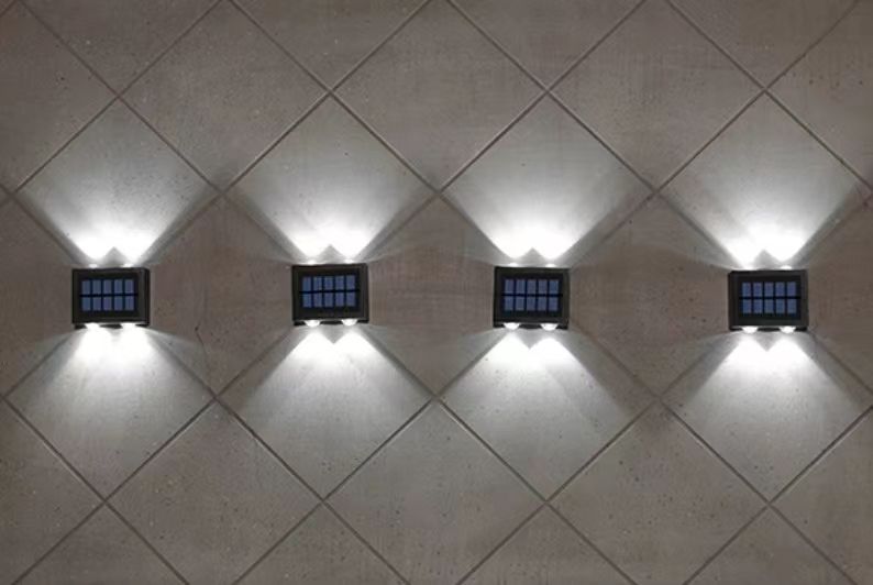 4LED su e giù applique da parete solare decorazione esterna giardino cortile applique da parete casa impermeabile luce solare giardino