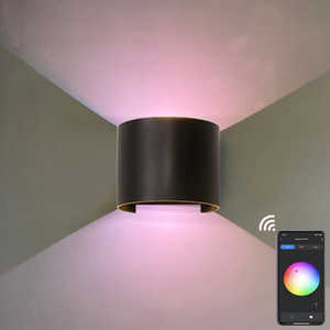 RGB APP 9W Controllo TUYA APP LED Applique da parete Impermeabile IP65 Portico Giardino su e giù Lampada da parete Lampada da parete impermeabile semicircolare