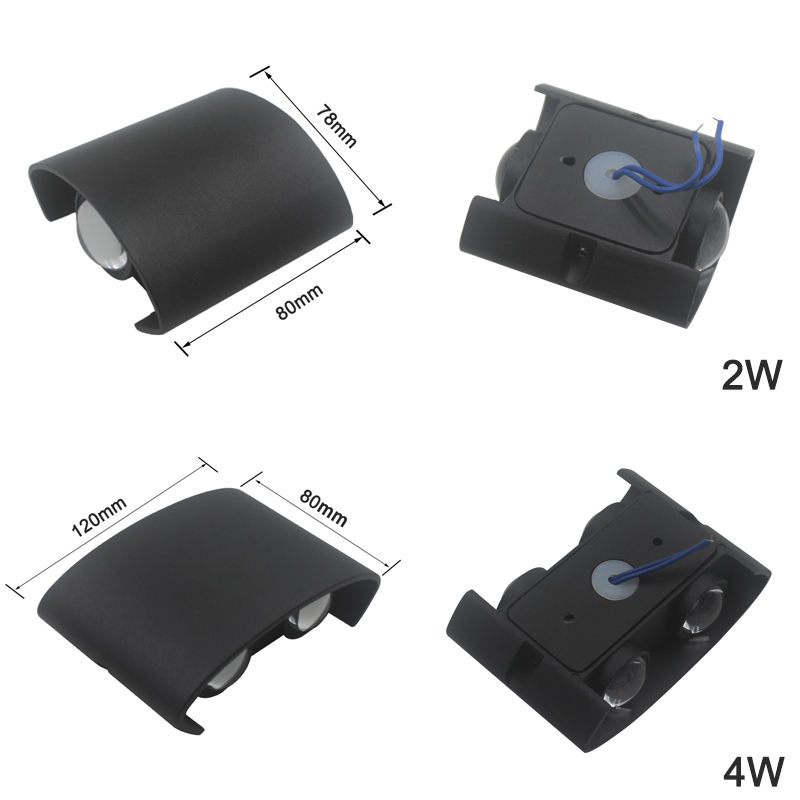 2W 4W 6W 8W 10W 12W Oval Up And Dowm Outdoor Lampada da parete impermeabile Montata impermeabile IP65 Lampada da parete per esterni Portico Lampada da giardino