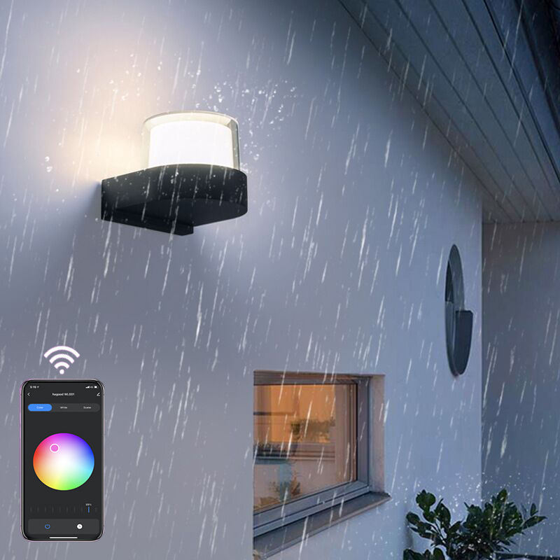 2023 Tuya APP Controle Lampada da parete intelligente a LED IP65 Lampada da parete decorativa alla moda colorata impermeabile