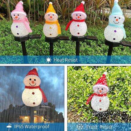 Luci a LED solari natalizi Pupazzo di neve Decorazione da giardino Luce impermeabile Lampada da esterno per esterni Prato Paesaggio Illuminazione solare a led 2023