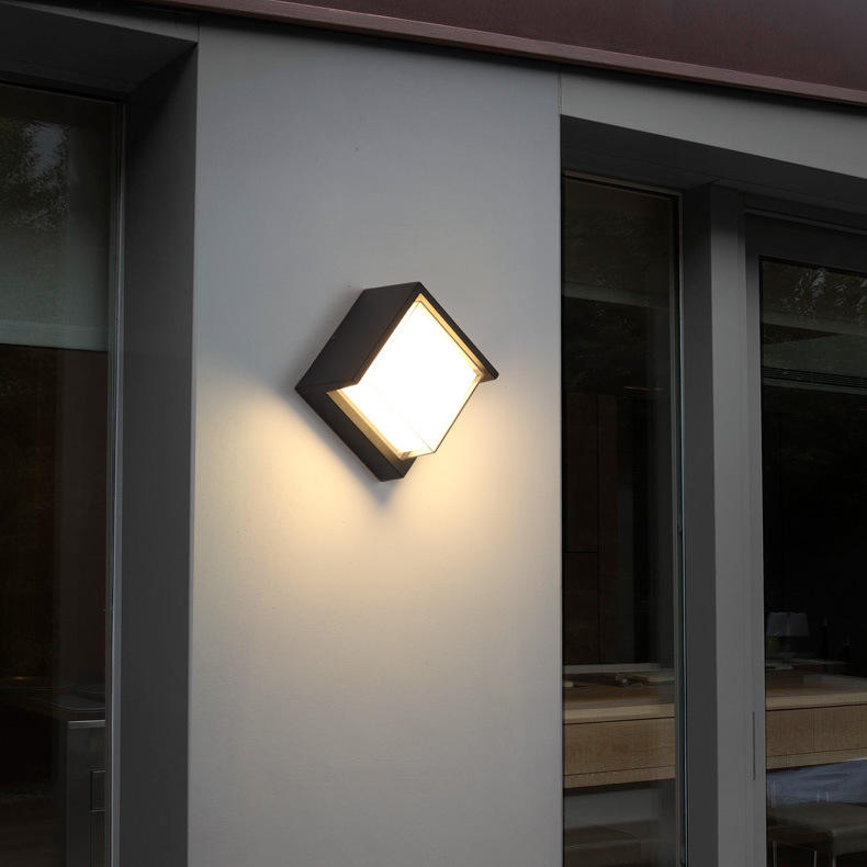 Lampada da parete a Led impermeabile Giardino Decorazione esterna Porta d'ingresso Illuminazione Sconce AC85-260V Apparecchio per paralume nero