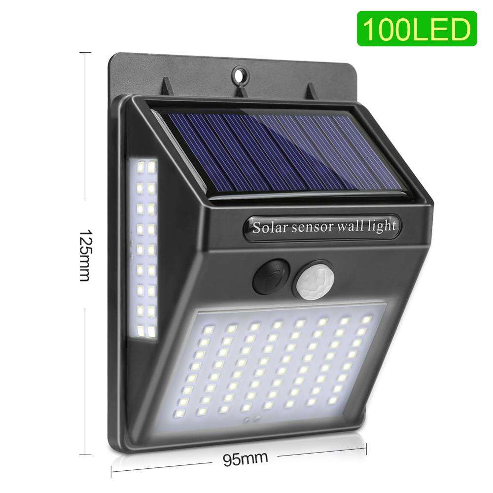 100 LED Solar Light Outdoor Solar Lamp PIR Motion Sensor Wall Light Impermeabile Solar Powered Sunlight per la decorazione del giardino