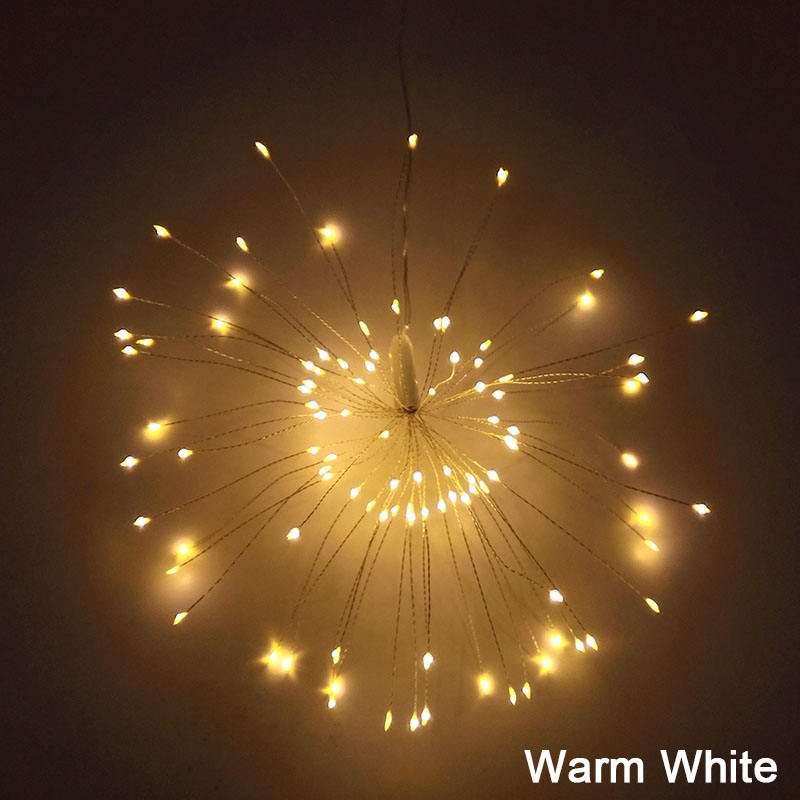Fuochi d'artificio all'aperto filo di rame stringa LED 100 led luci natalizie impermeabili appese luci decorative alimentate a batteria