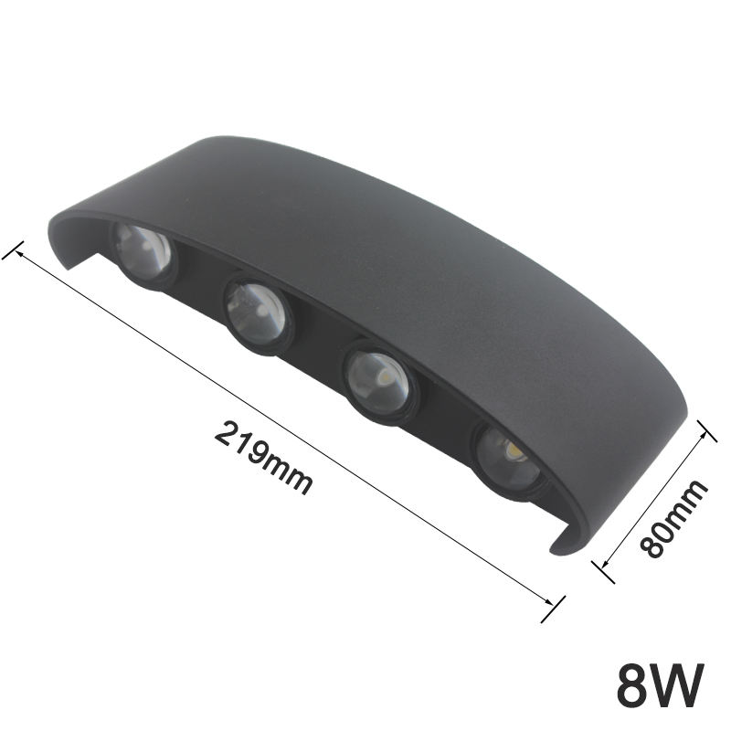 Lampada da parete a led 8W da esterno per interni Ip65 su giù bianco nero moderno per scale domestiche camera da letto comodino luce bagno