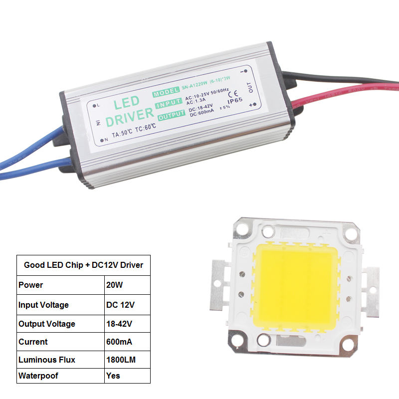 10W 20W 30W 50W LED ad alta potenza luce di inondazione chip COB + ingresso AC / DC 12V LED alimentatore proiettore Led driver