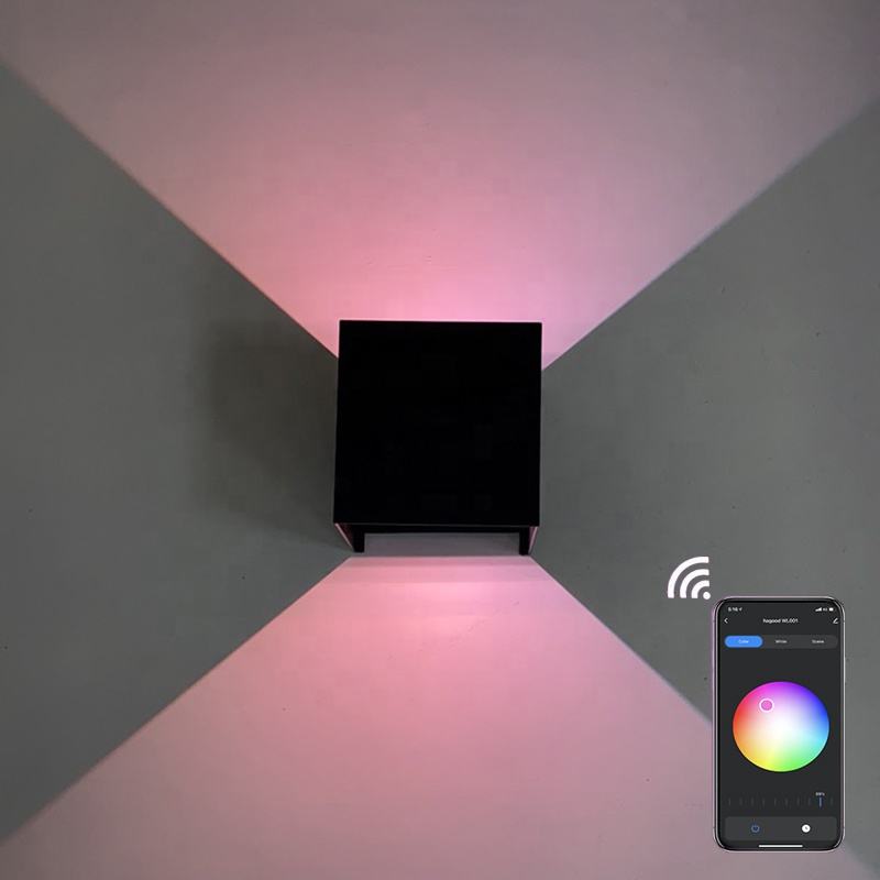 Camera da letto moderna per interni all'aperto Lettura su e giù Angolo regolabile Regolatore di luci a led App Lampada da parete Luci controllate da app