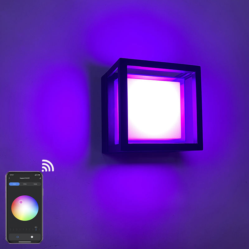 Smart IP65 luce esterna impermeabile APP Lampada da giardino in plastica controllata impermeabile moderna applique da parete a LED montata a parete