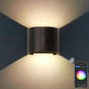 APP Control Smart Applique da parete a LED Lampada da parete regolabile rotonda Lampada da giardino per esterni IP65 Moderna applique da parete a LED da 9 W Su e giù Applique da parete a LED a parete Luci controllate da app