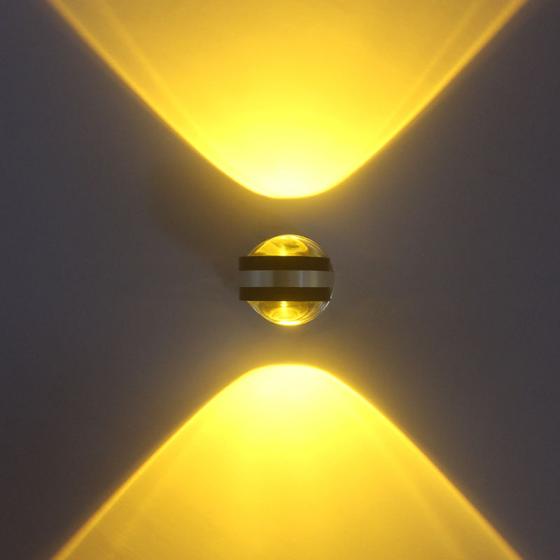 Lampada da parete su e giù per interni con luce in cristallo da 2W 6W Lampada da parete RGB Lampada da parete rotonda Lampada da parete in vetro